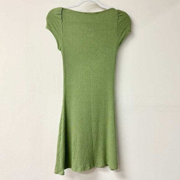 Reformation Percy Short Sleeve Knit Sweater Mini Dress Crocodile Green Women's S - Picture 4 of 6